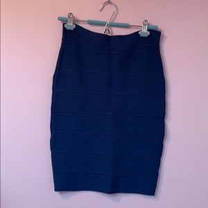 Deep Blue Bodycon Knee-Length Skirt.